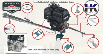 Outboard Boat Motor (OBM) Longtail shaft with 208cc engine